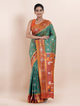 KAVVYA  GREEN COLOUR  IKAT WEAVING SAREE
